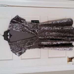 Timing Silver Low Cut Velvet Dress